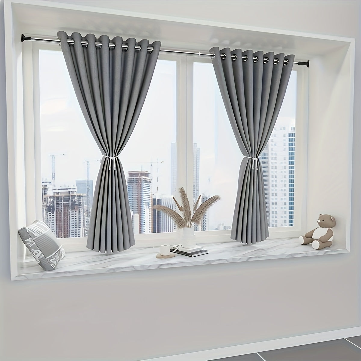 Adjustable Tension Shower Curtain Rod Closet Window Towel Rack Heavy Duty No Drill Metal Plastic