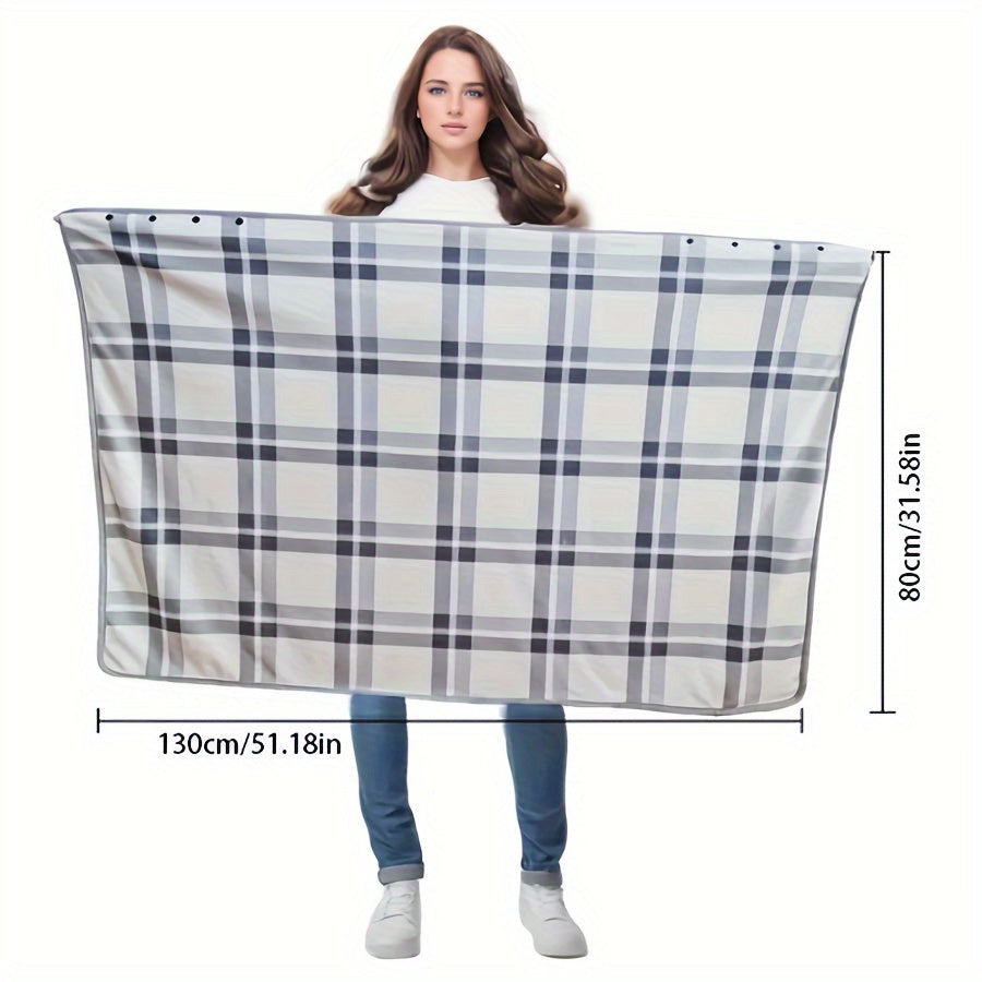 Plaid Polar Fleece Shawl Blanket for Autumn Winter Lounge and Office Use
