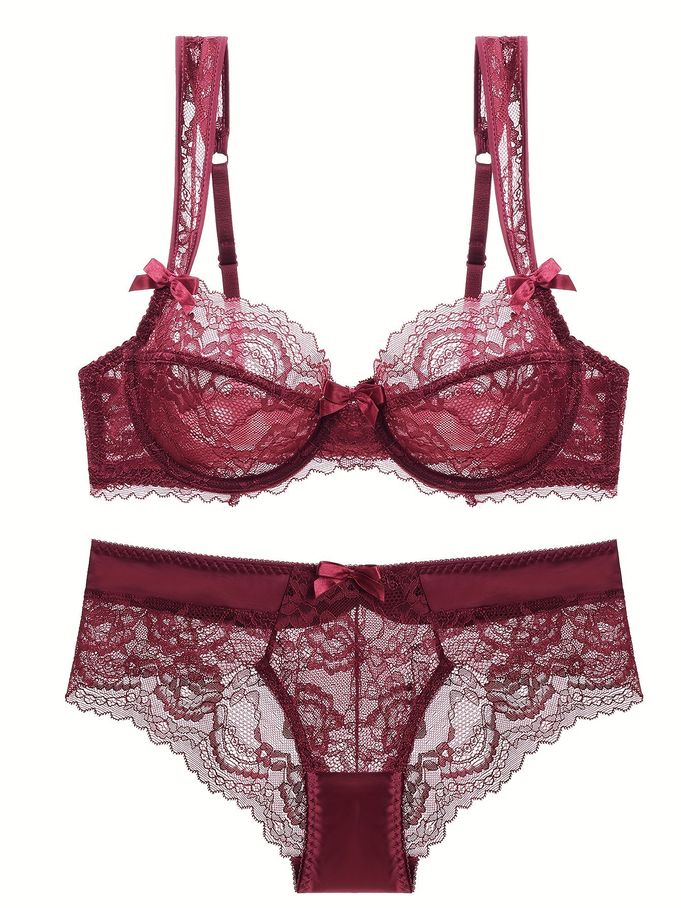 Lingerie Set with Lace and Bow Decoration for Women