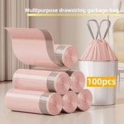 100pcs Pink Heavy Duty Drawstring Trash Bags Leak-Proof Odorless Garbage Bags for Kitchen Bathroom Living Room