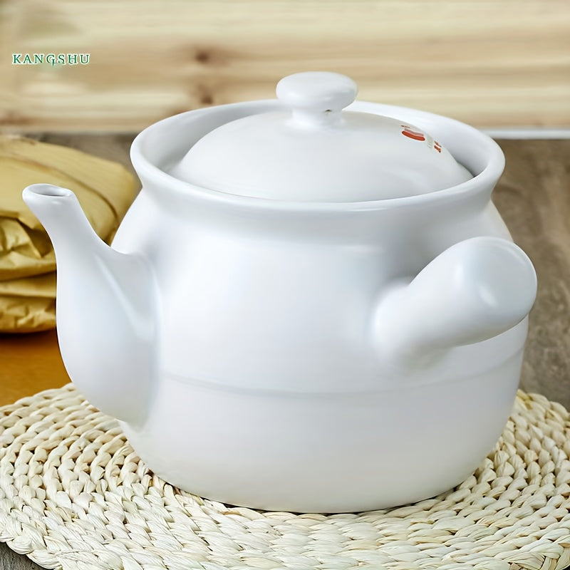 White Ceramic Medicine Cooker 104oz 71oz Gas Stove Compatible Soup Stew Pot