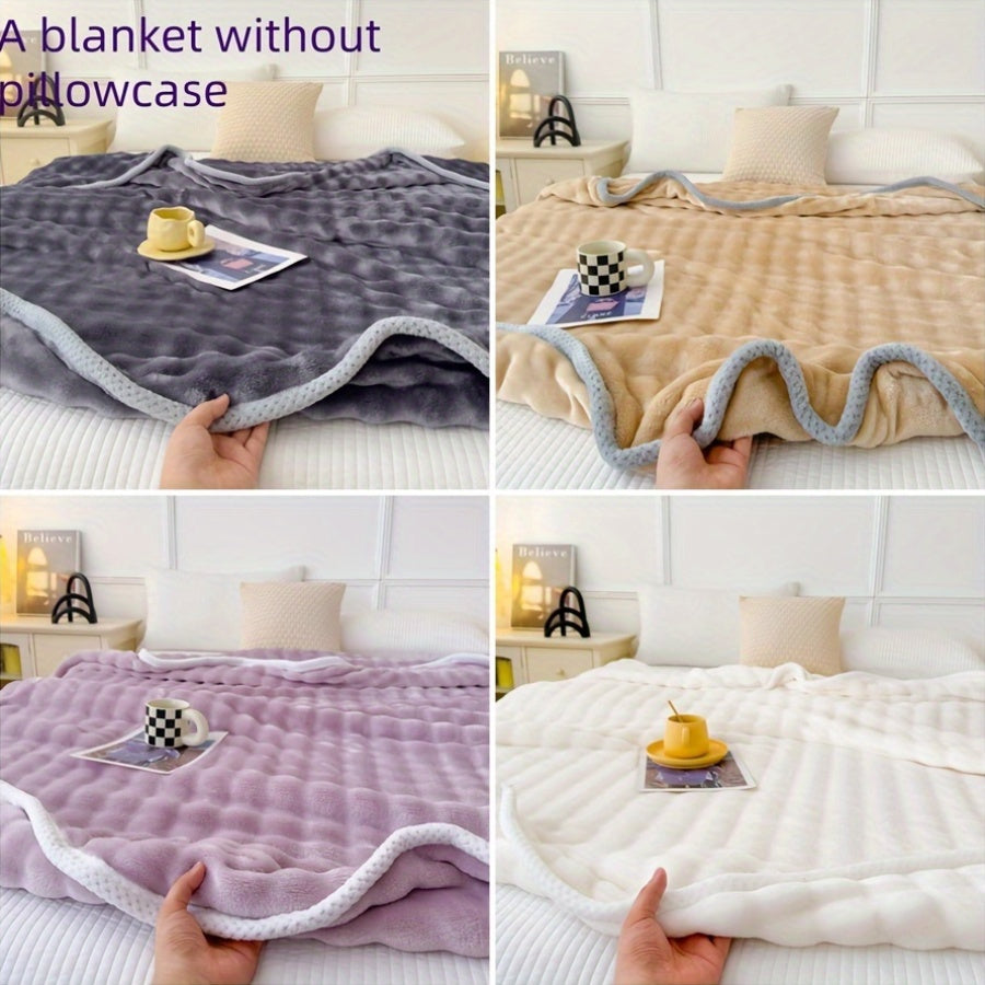 Manta de pelo sintético suave y acogedora para todas las estaciones, ideal para sofá, cama y viajes, con detalles en colores mezclados y bolas