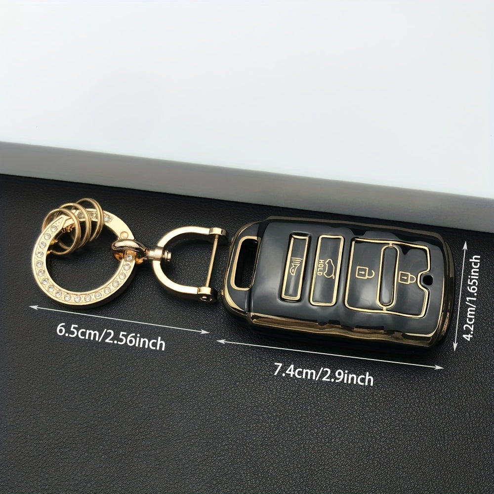 Luxury TPU Car Key Cover with Keychain Set for SUV and Sedan
