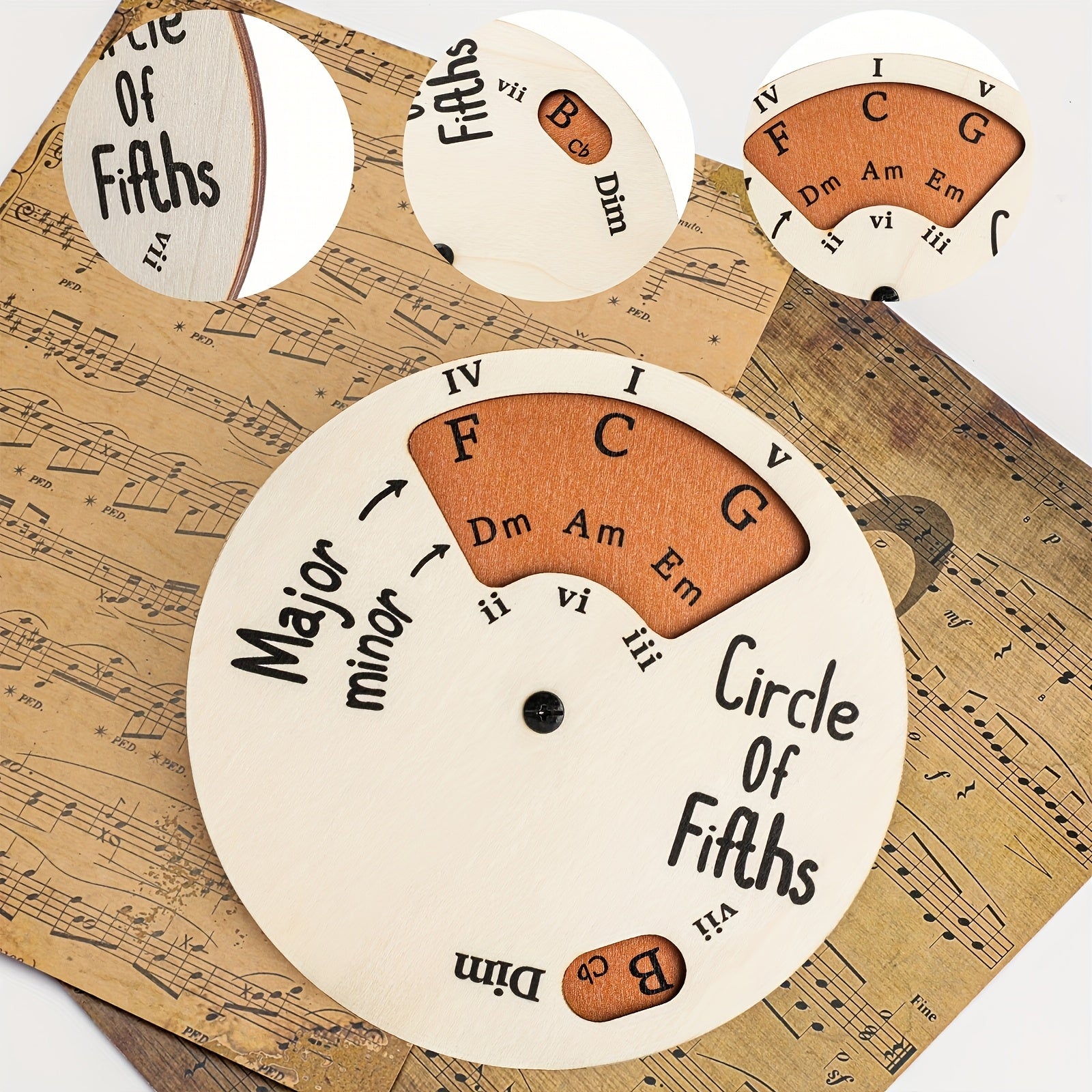 16см деревянное колесо аккордов для гитары, пианино, баса, скрипки, для начинающих, смешанные цвета