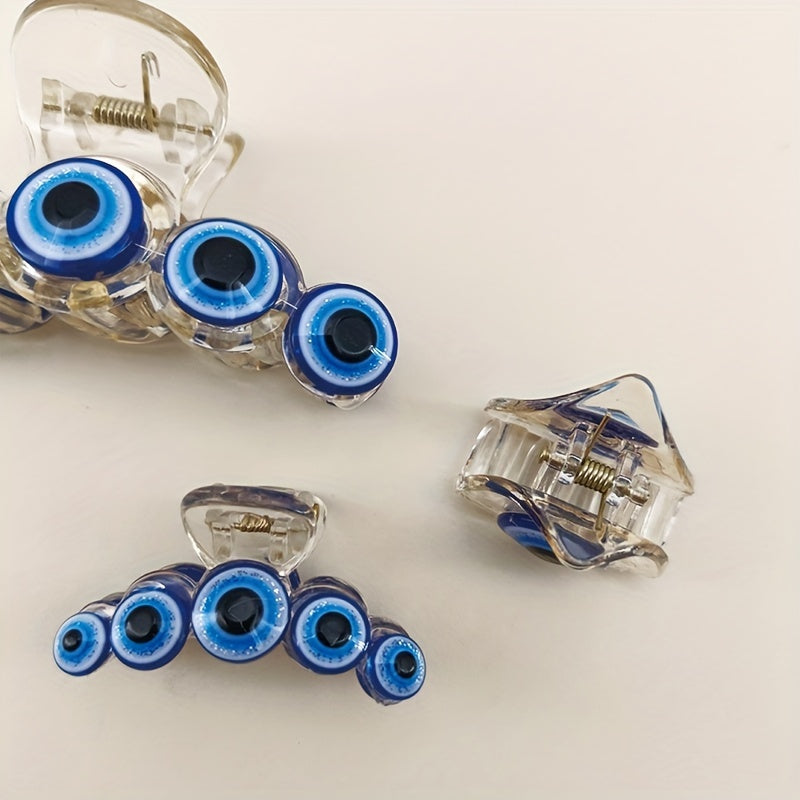 Set of 3 Non-Slip Evil Eye Hair Claws for Ponytails Hair Accessories