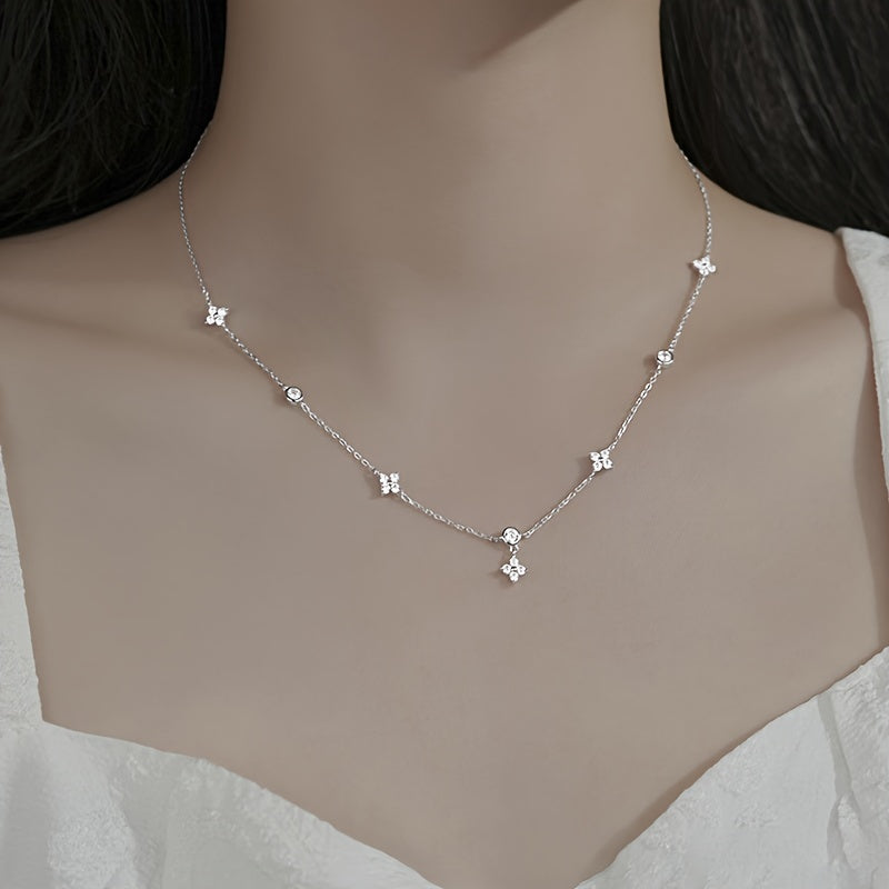 Sterling Silver Snowflake Necklace for Women with Zirconia Gift for Valentine's Day