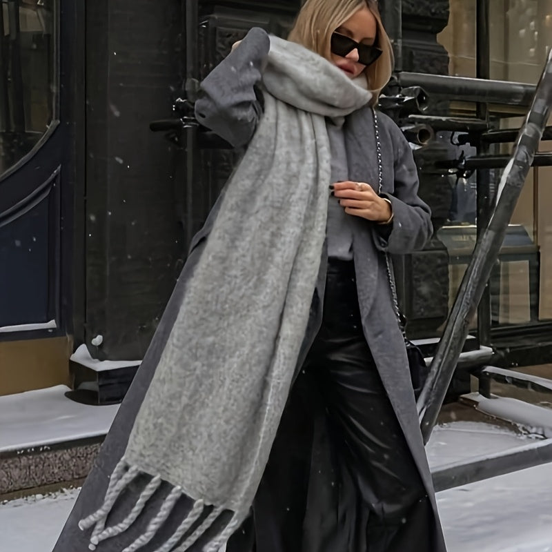 Women's Dog Tail Scarf Winter Soft Polyester Solid Color Autumn Fashion