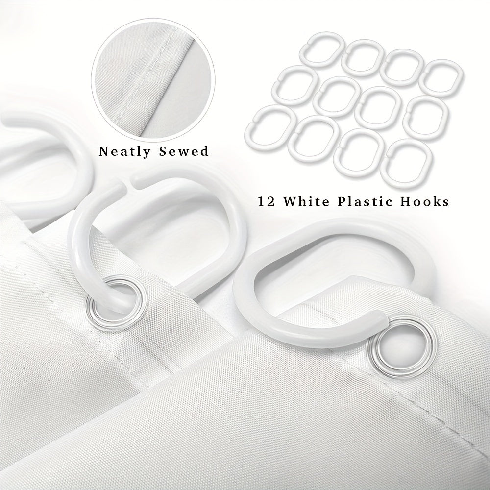 1 dona Marmar naqshli dush pardasi, och kulrang va oq chiziqli, suv o'tkazmaydigan, plastik ilgichlar bilan. Mashinada yuvish mumkin, uy va mehmonxona hammomlari uchun mos.