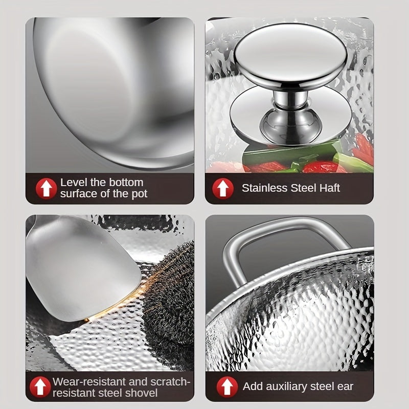 Sartén de acero inoxidable con revestimiento antiadherente para inducción y gas, de 10 pulgadas