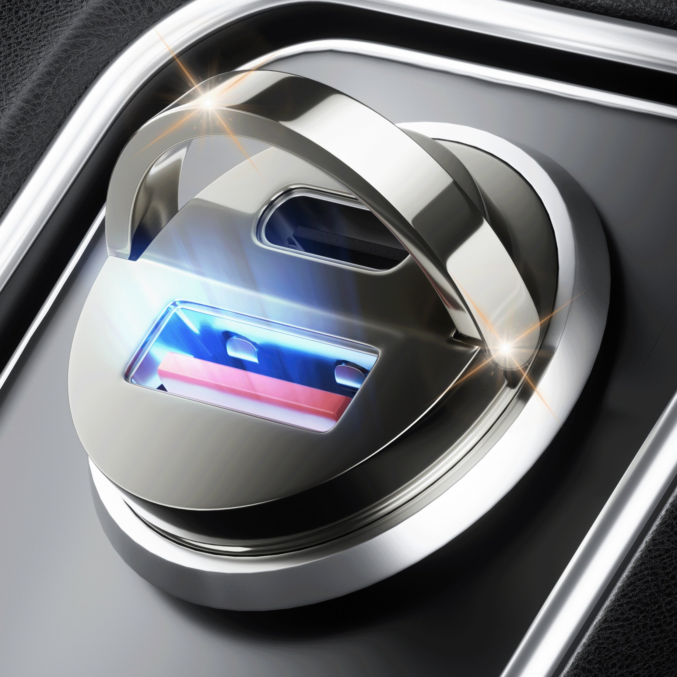 Fast Car Charger Zinc Alloy 100W Dual USB Type-C Mini Black