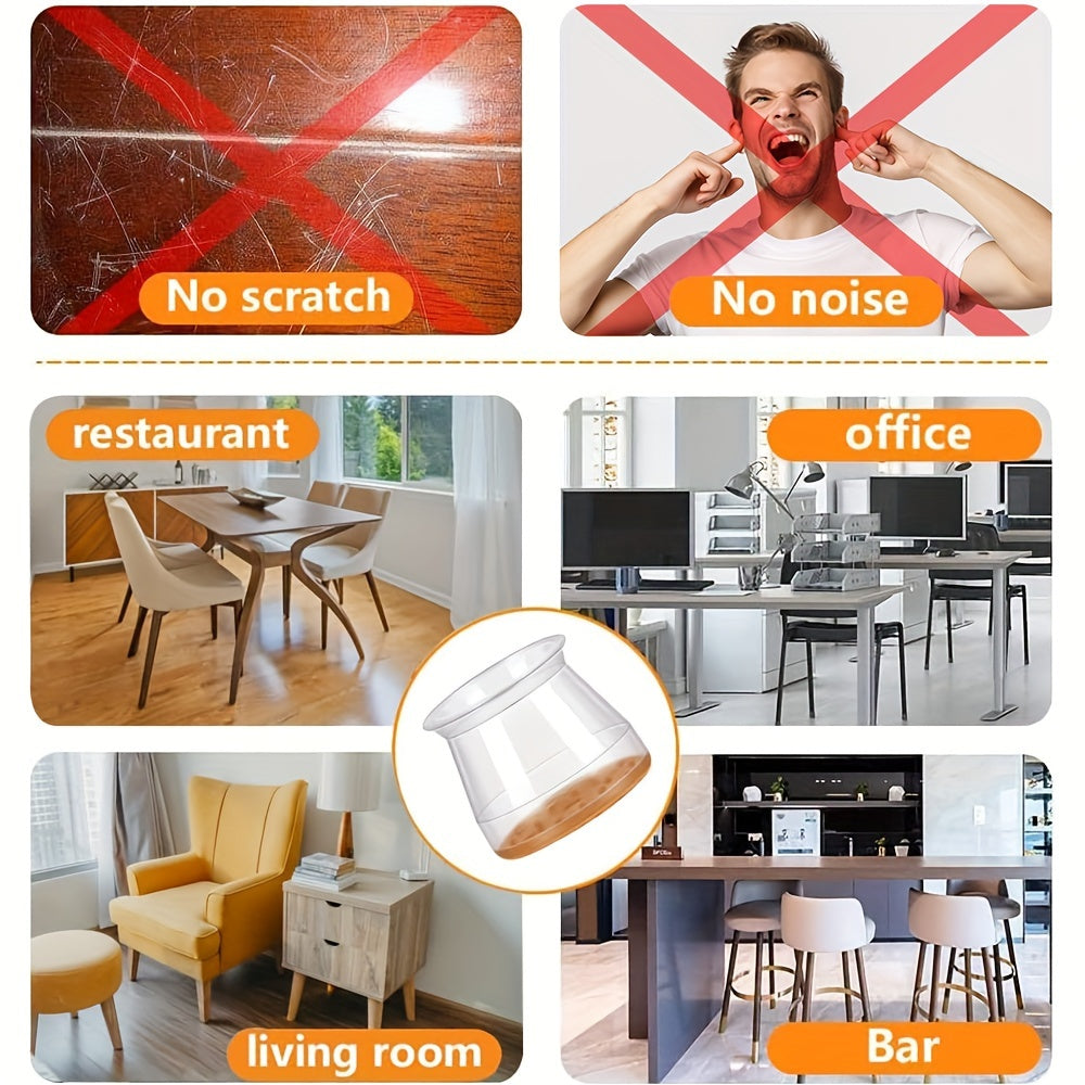 24 Pcs Silicone Chair Leg Caps with Felt for Large Round Legs Floor Protectors