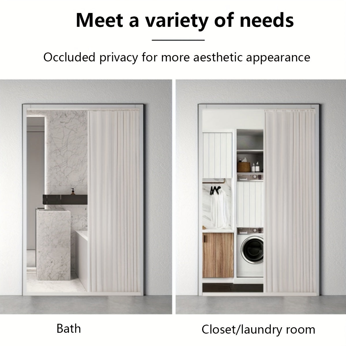 Drill-Free Curtain Track with Strong Adhesive and Silent Sliding for Bathrooms and Dorms