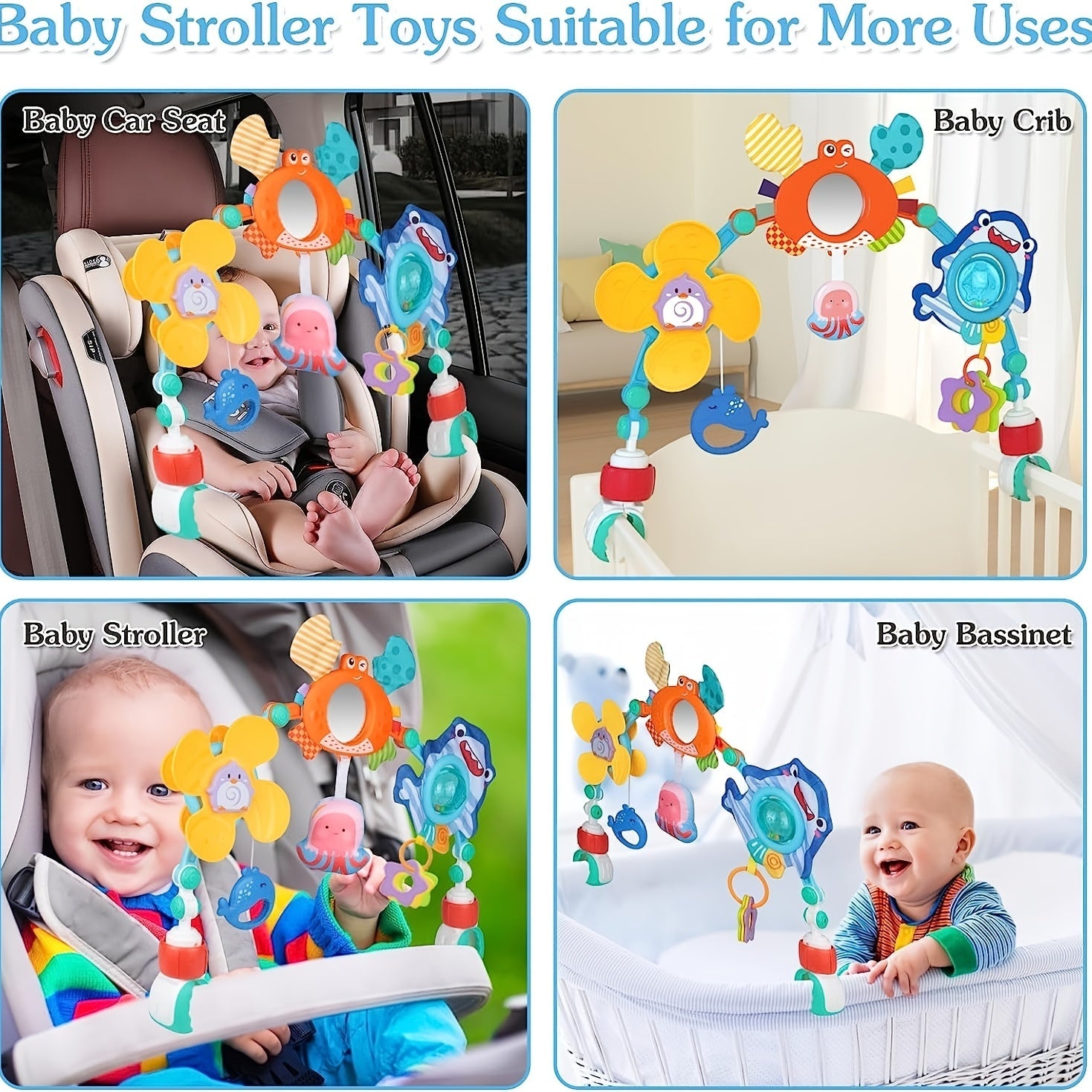 Sozlanadigan chaqaloq aravachasi arka o'yinchoq, 0-12 oyli bolalar uchun sezgirlik ko'ylagi, choyshabni silkituvchi