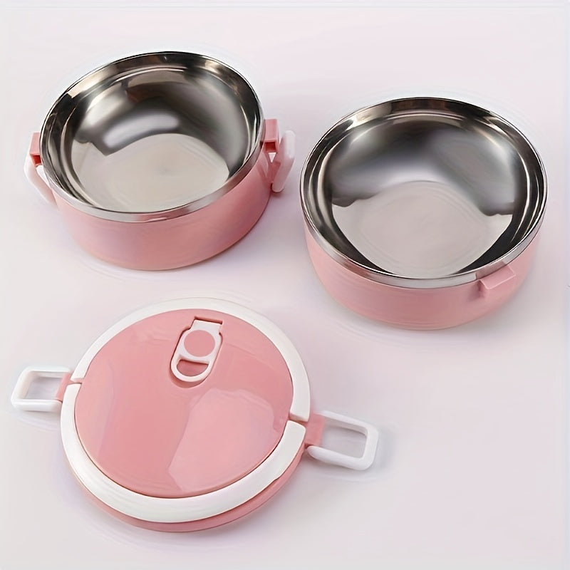 Термосумка из нержавеющей стали с изоляцией, двухъярусная, герметичная, контейнер для еды для офиса, школы, кемпинга