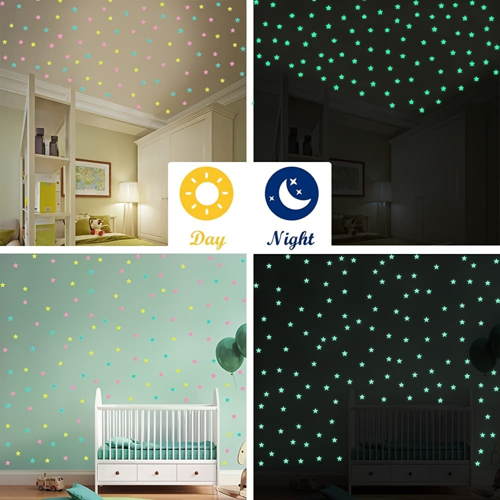 100pcs Luminous Star Wall Stickers for Bedroom Living Room Decor