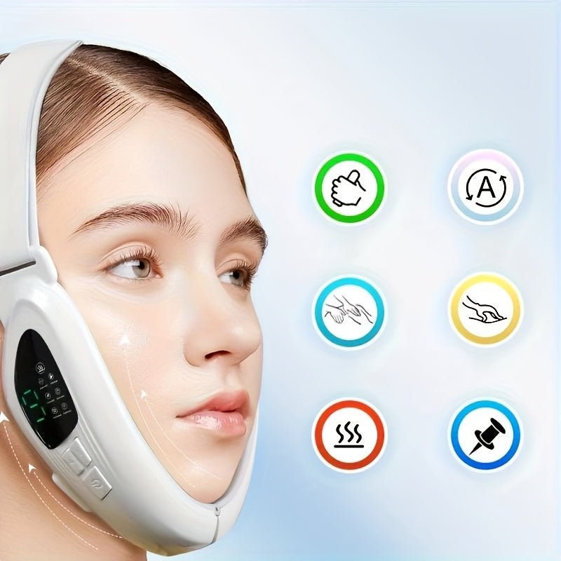 Facial Slimming Device with Remote Control and USB Port, Rechargeable Battery, 6 Accessories