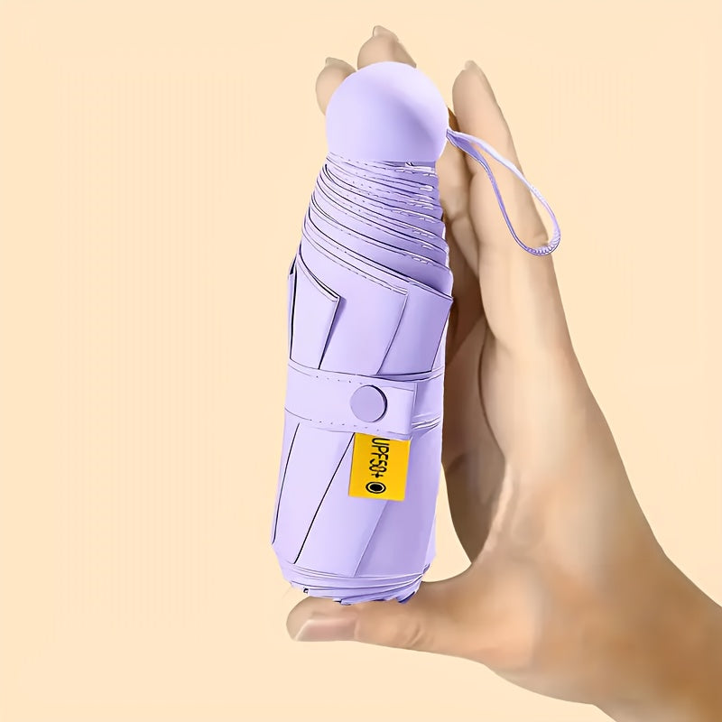 Unisex Foldable 6-Bone Pongee Umbrella Lightweight Durable Casual