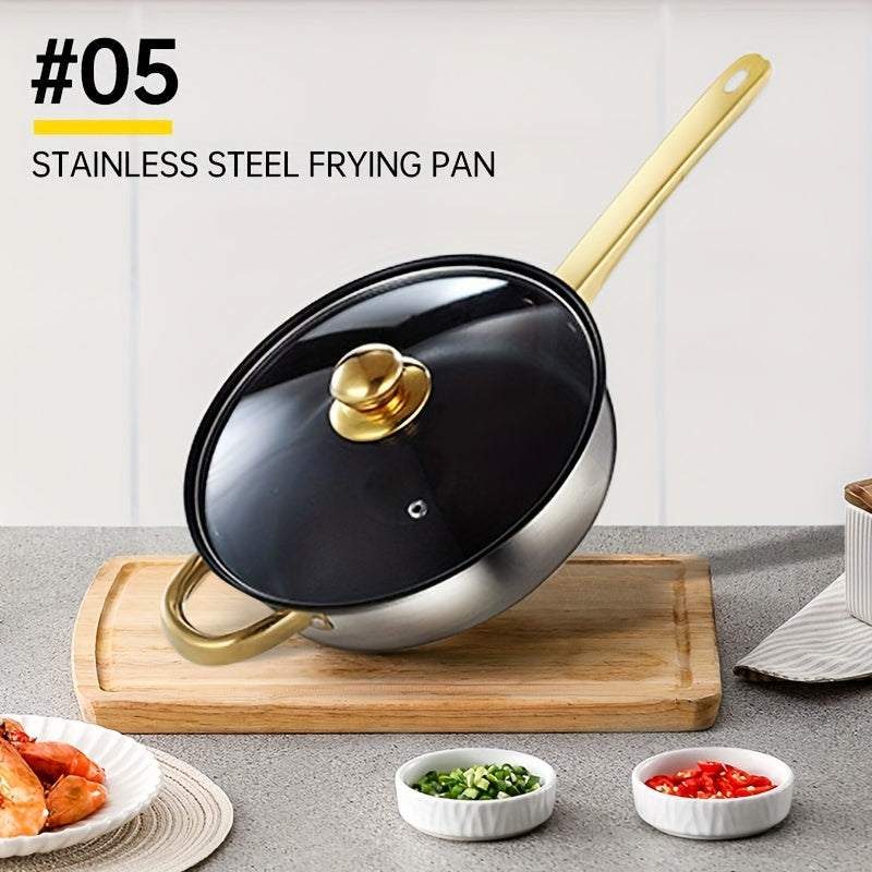 12-Donali zanglamaydigan po'latdan tayyorlangan idishlar to'plami, qozonlar, skovorodkalar, qopqog'lar, sho'rva qozoni, sous qozoni