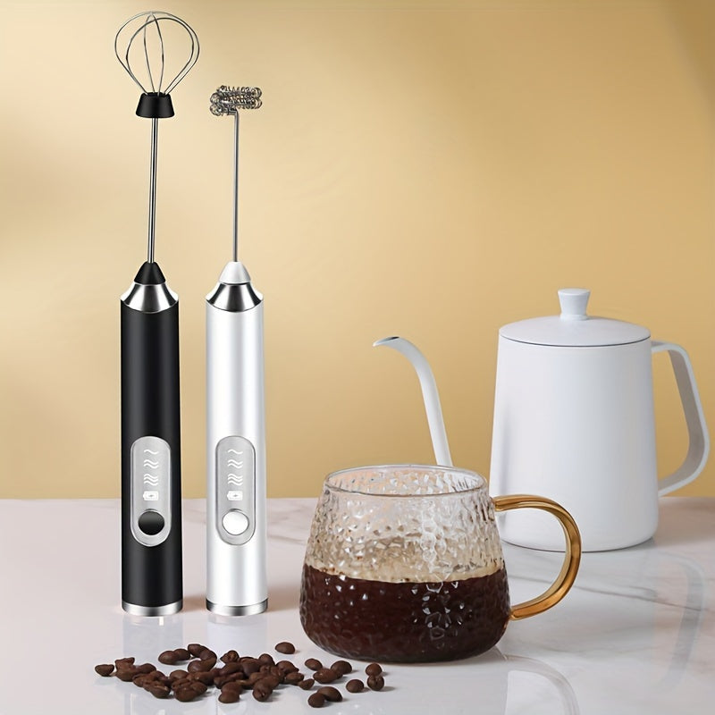 Portable USB Rechargeable Milk Frother Coffee Maker with Whisk and Measuring Cup