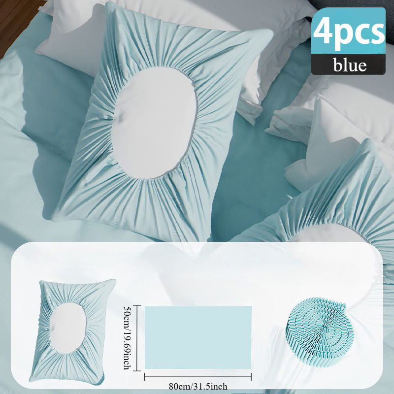 Set of 4 White Disposable Pillowcases for Travel Hotel and Train Use