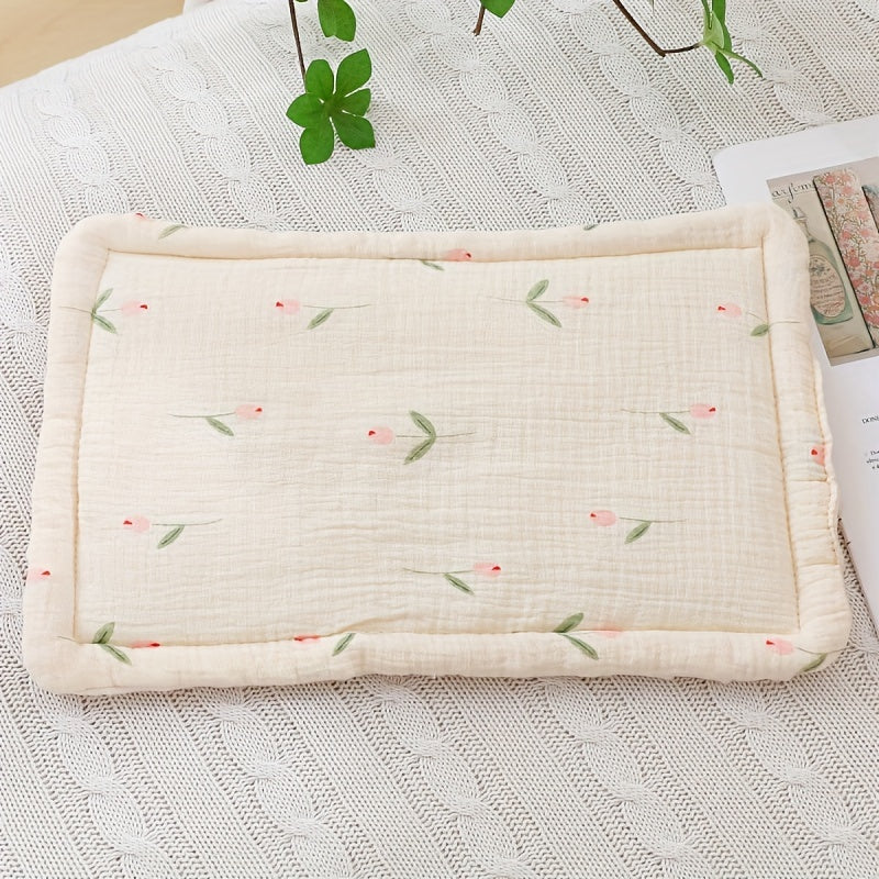 Almohadilla plana transpirable con puntos táctiles y funda de muselina absorbente para todas las estaciones