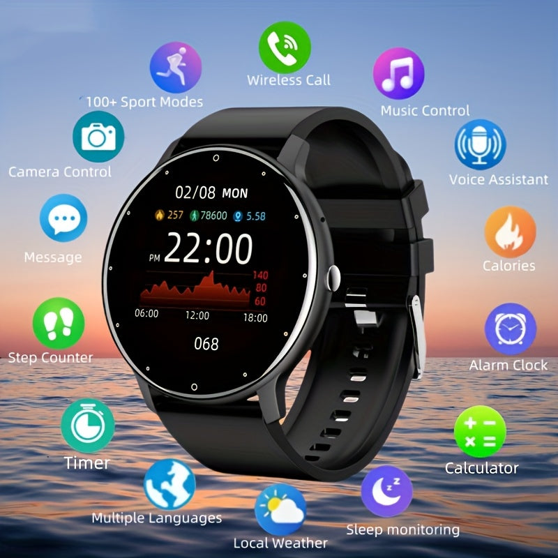 Smartwatch Wireless Calling AI Voice Sleep Calorie Tracking Sports Modes Silicone Strap