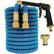 Расширяемый резиновый садовый шланг для полива и мойки автомобиля с универсальными соединителями