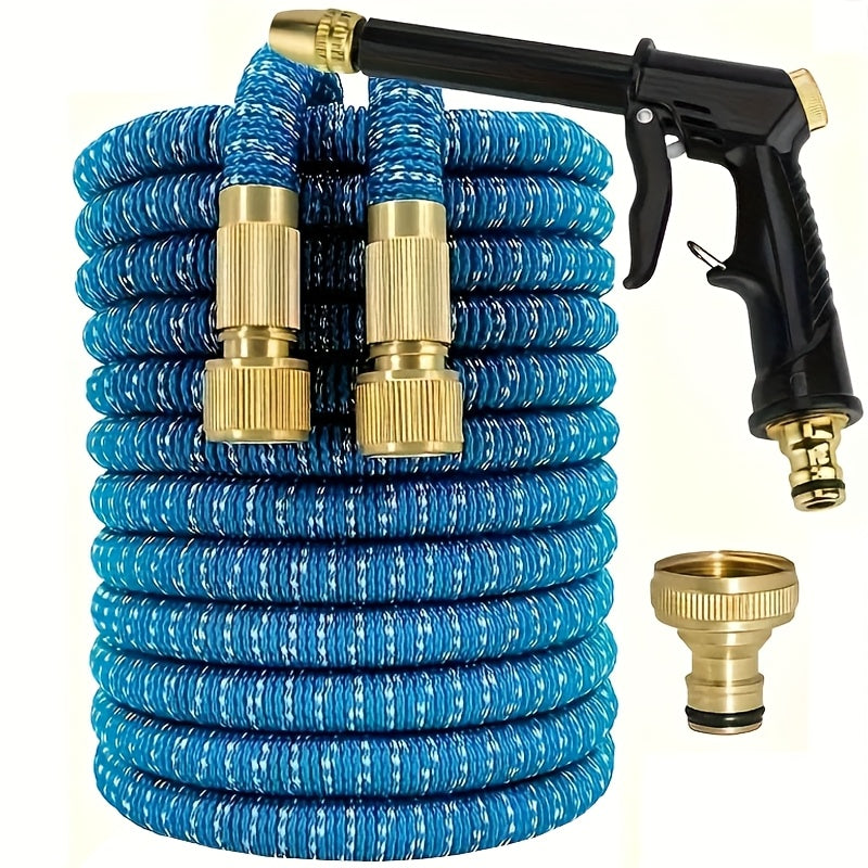 Расширяемый резиновый садовый шланг для полива и мойки автомобиля с универсальными соединителями