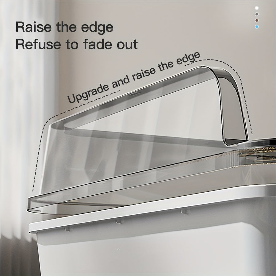 Rectangular Plastic Cat Litter Box with Removable Cover and Raised Edge