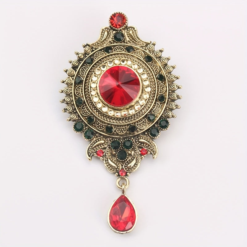 Бохемский брошь-значок из сплава с кристаллами и искусственными жемчужинами для платьев и шарфов