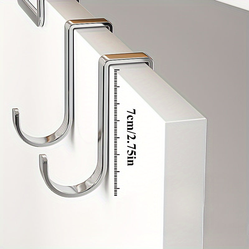 4-Pack Stainless Steel Wall Hooks No-Drill Rust-Resistant for Kitchen Bathroom Storage