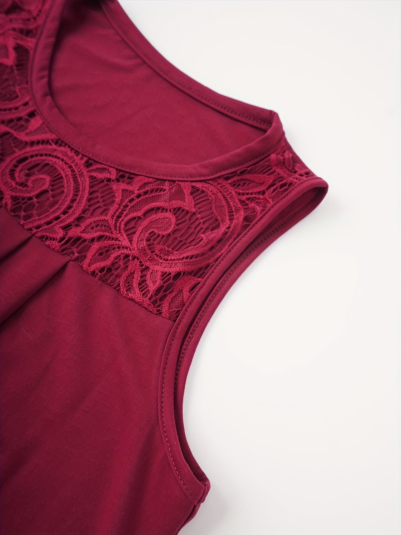 Women's Solid Color Lace Splicing Pleated Vest Set for Casual Vacation