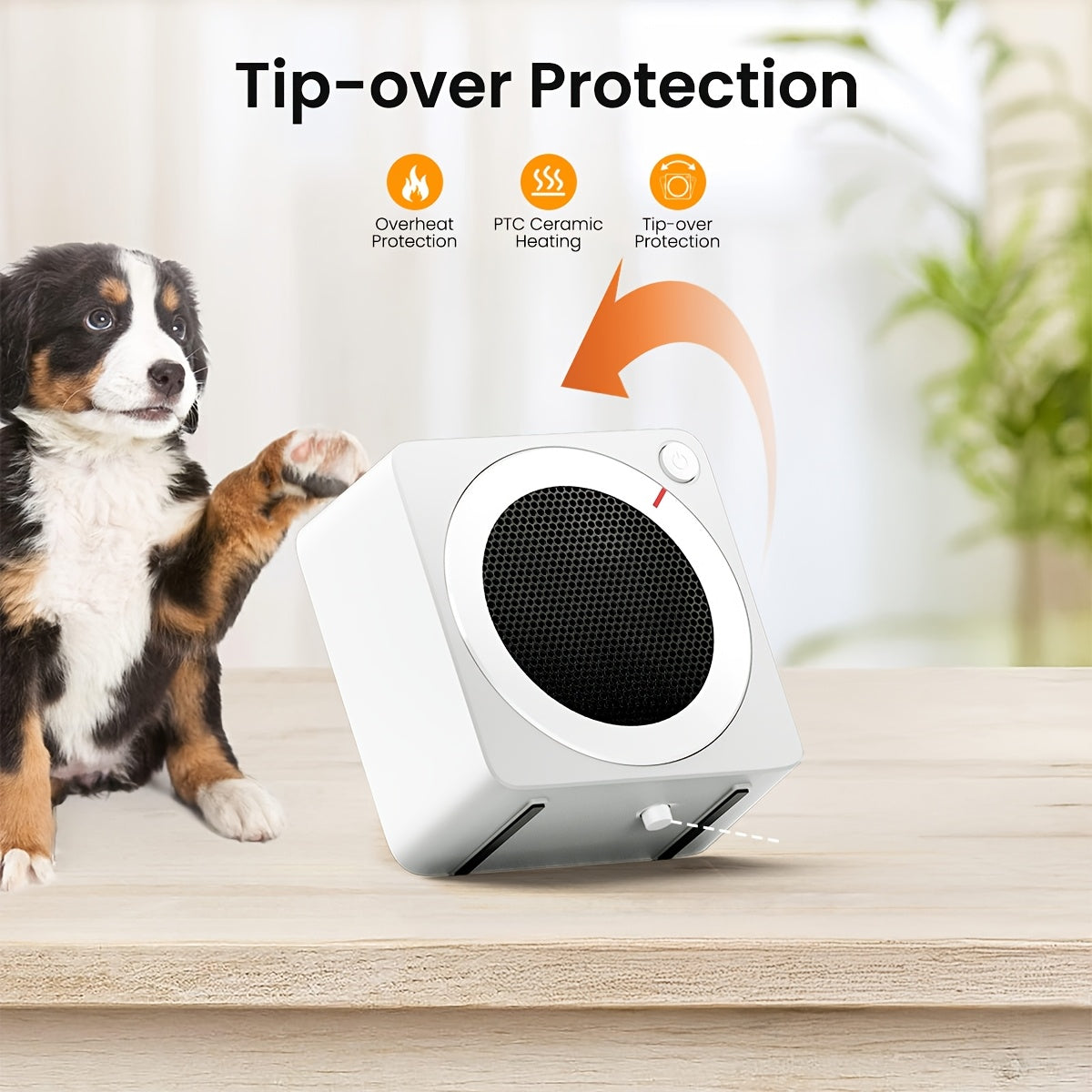 Компактный электрический обогреватель 500 Вт PTC керамический с защитой от перегрева и опрокидывания