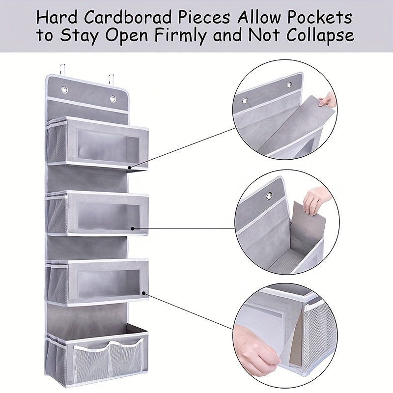 Fabric Hanging Storage Organizer with Over Door Pockets and Mesh Pockets for Closet Pantry Nursery