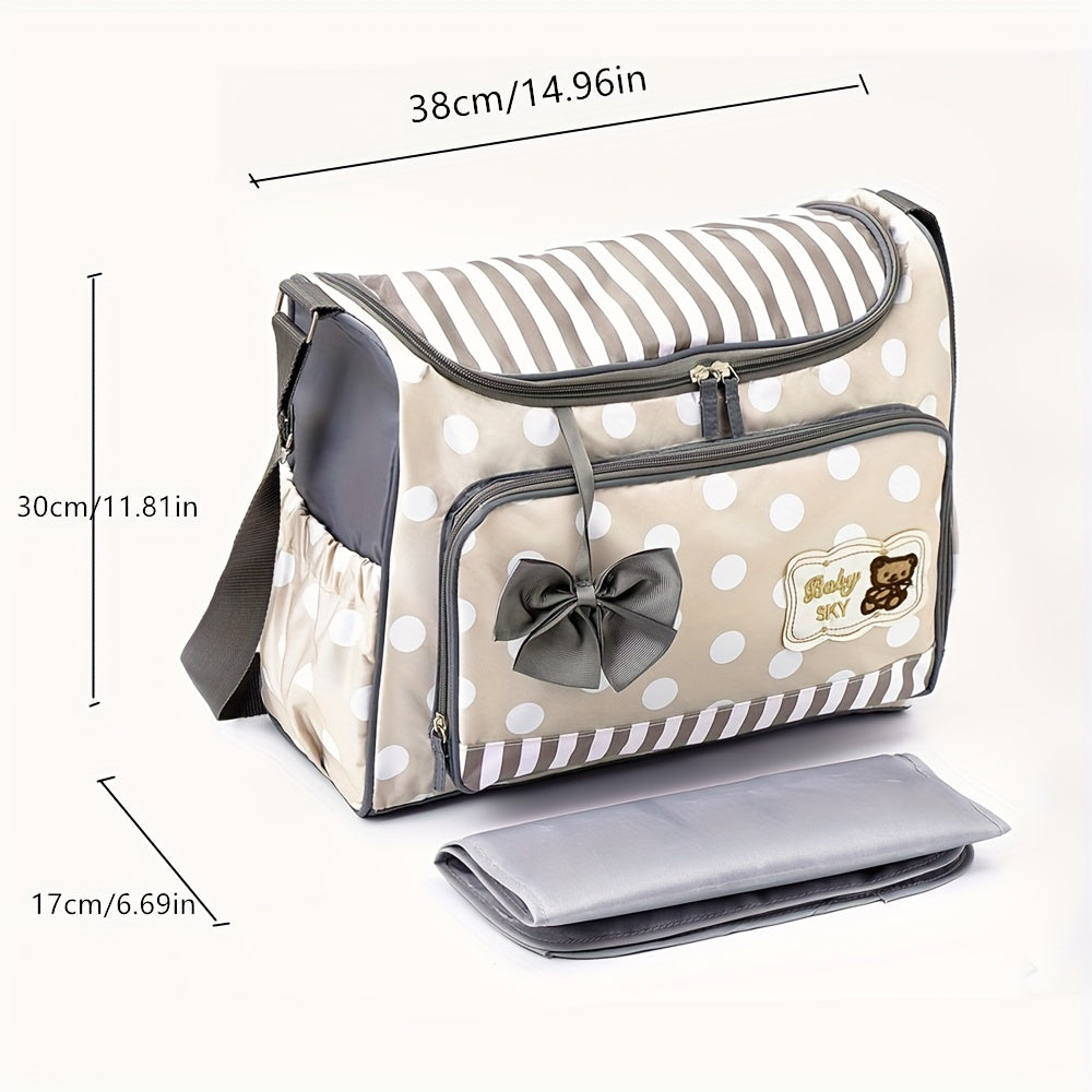 Large Capacity Diaper Bag for Parents with Polka Dot Print and Single Shoulder Design