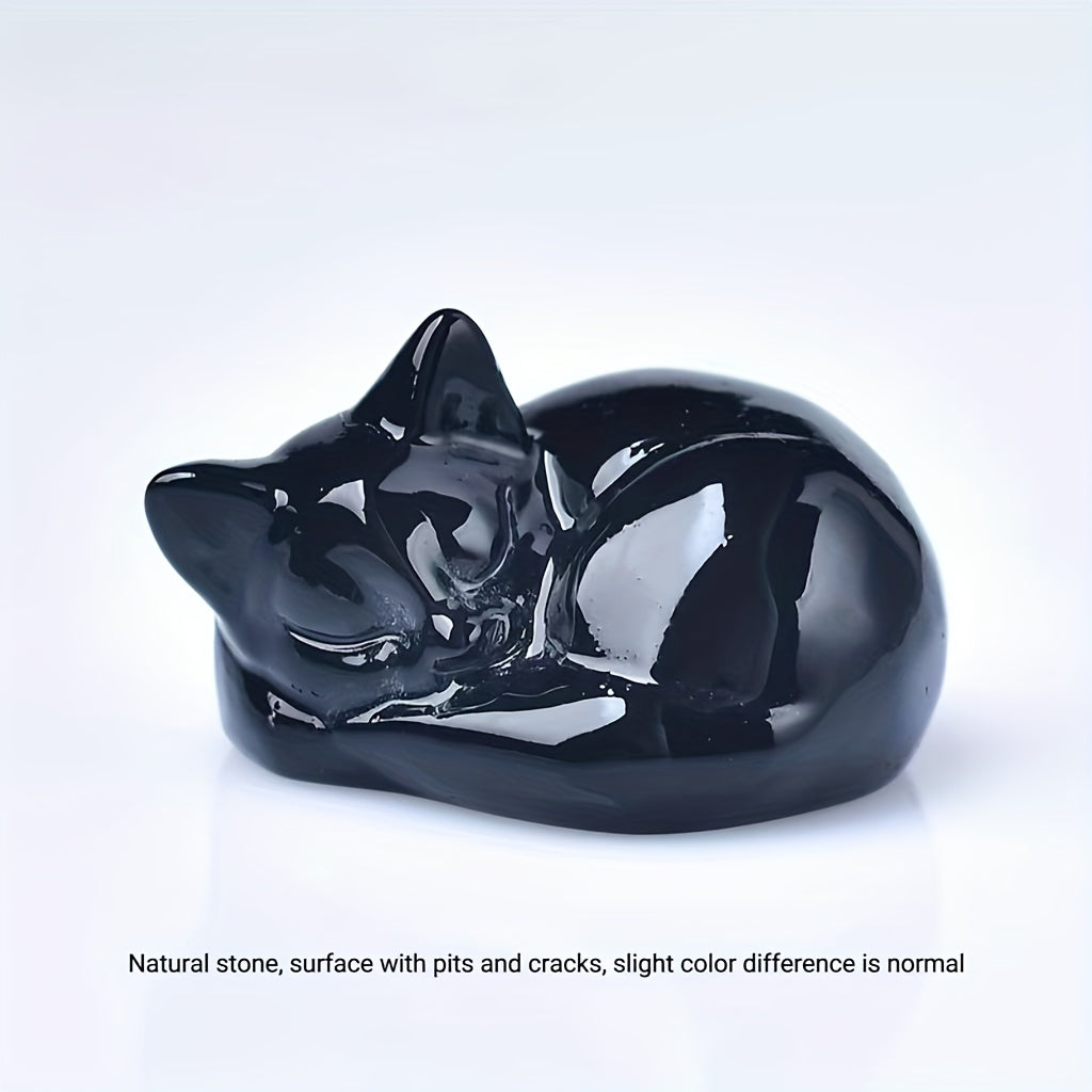 Figura de cristal de gato durmiente tallada en cuarzo natural, decoración para el hogar, regalo, 3.81cm