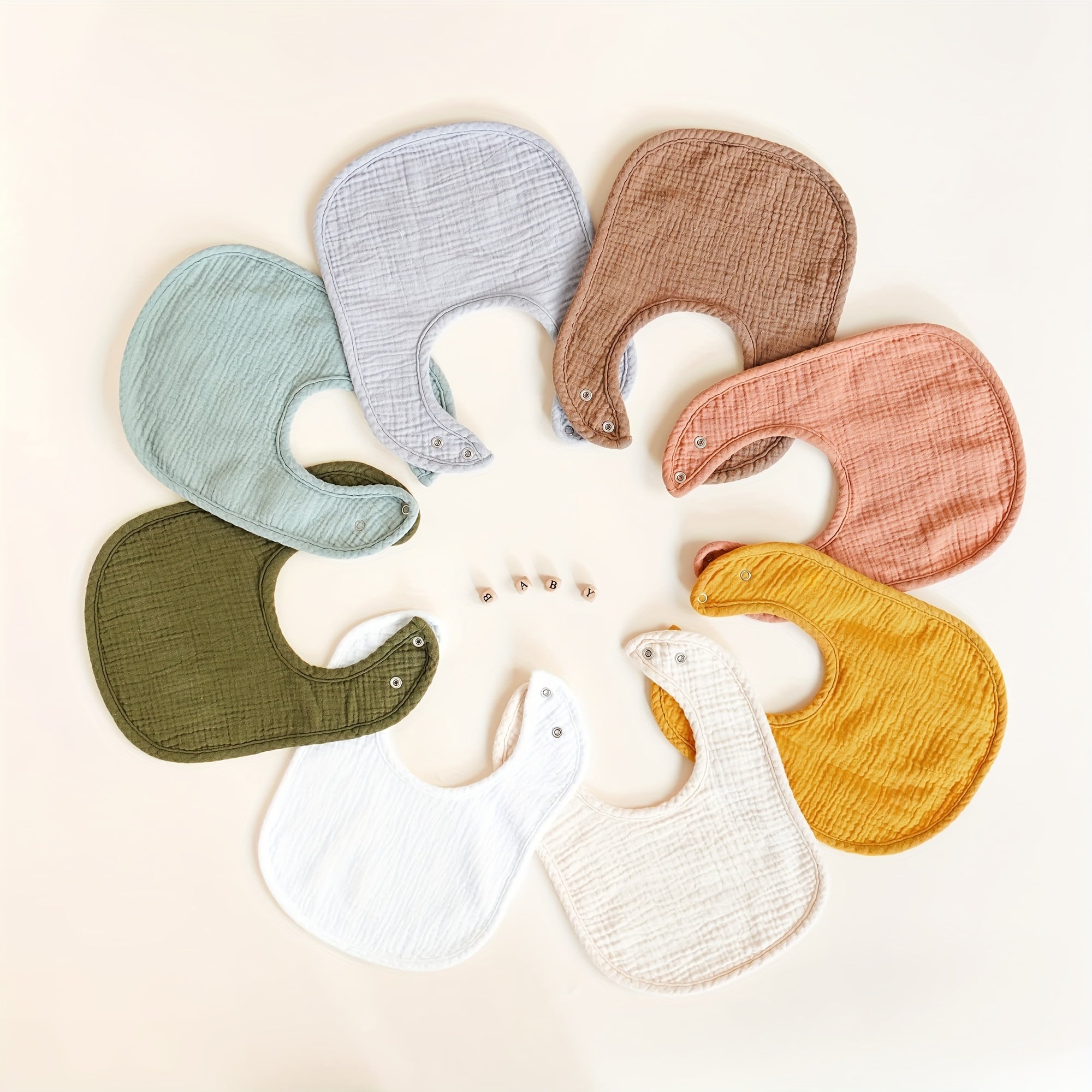 Set of 4 Unisex Baby Cotton Drool Bibs with Snap Closure for Teething and Drooling