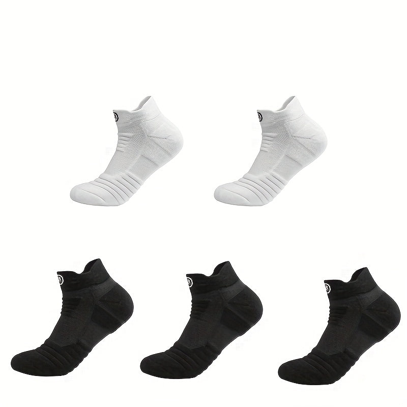 Men's Athletic Compression Socks 5 Pairs Breathable Sweat-Wicking Polyester Gray Black White