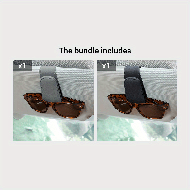 Car Visor Glasses Holder Leather Magnetic Clip Ticket Card Organizer