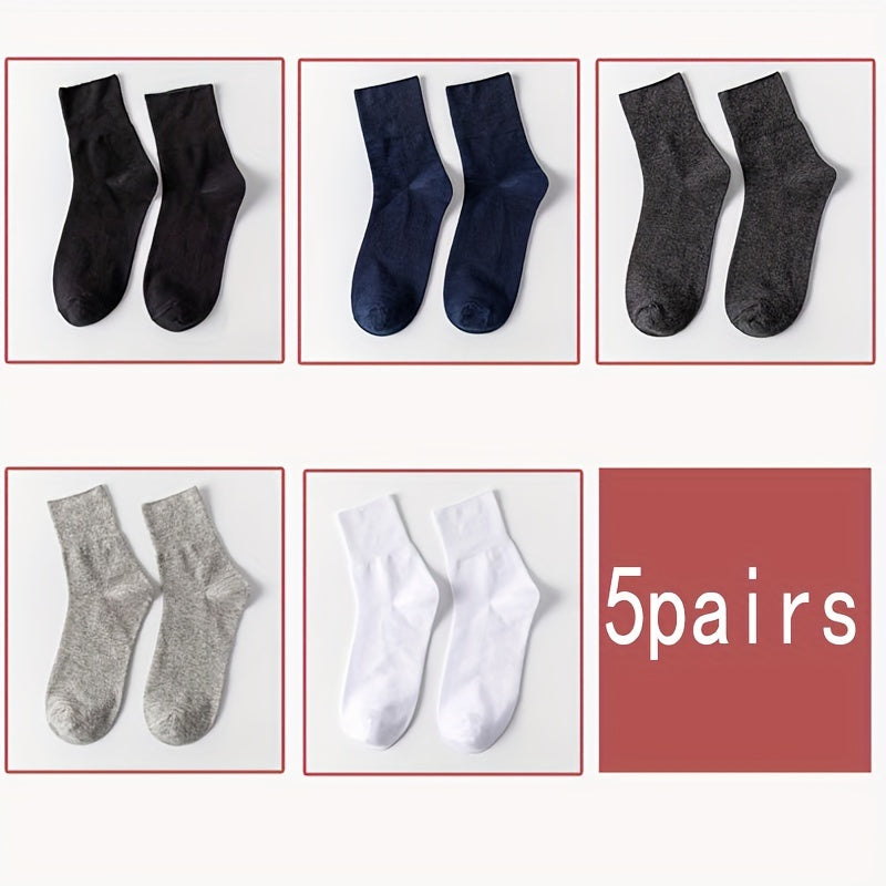 Men's Crew Socks Breathable Cotton Blend Plain Color Spring Autumn EUR 39-50
