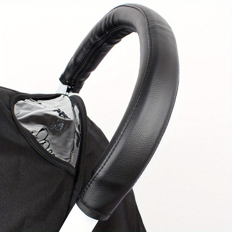 Foldable Washable PU Leather Baby Stroller Handle Cover with Zipper