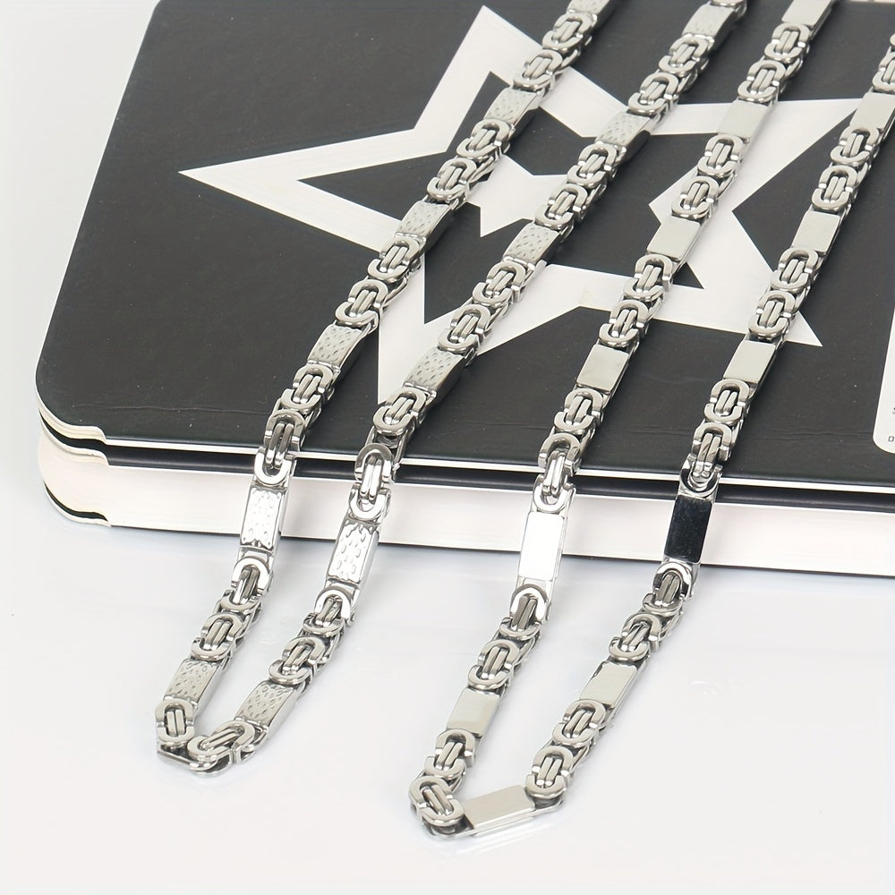 Men's Stainless Steel Chain Necklace and Bracelet Set 6mm Flat Section 8 Inches