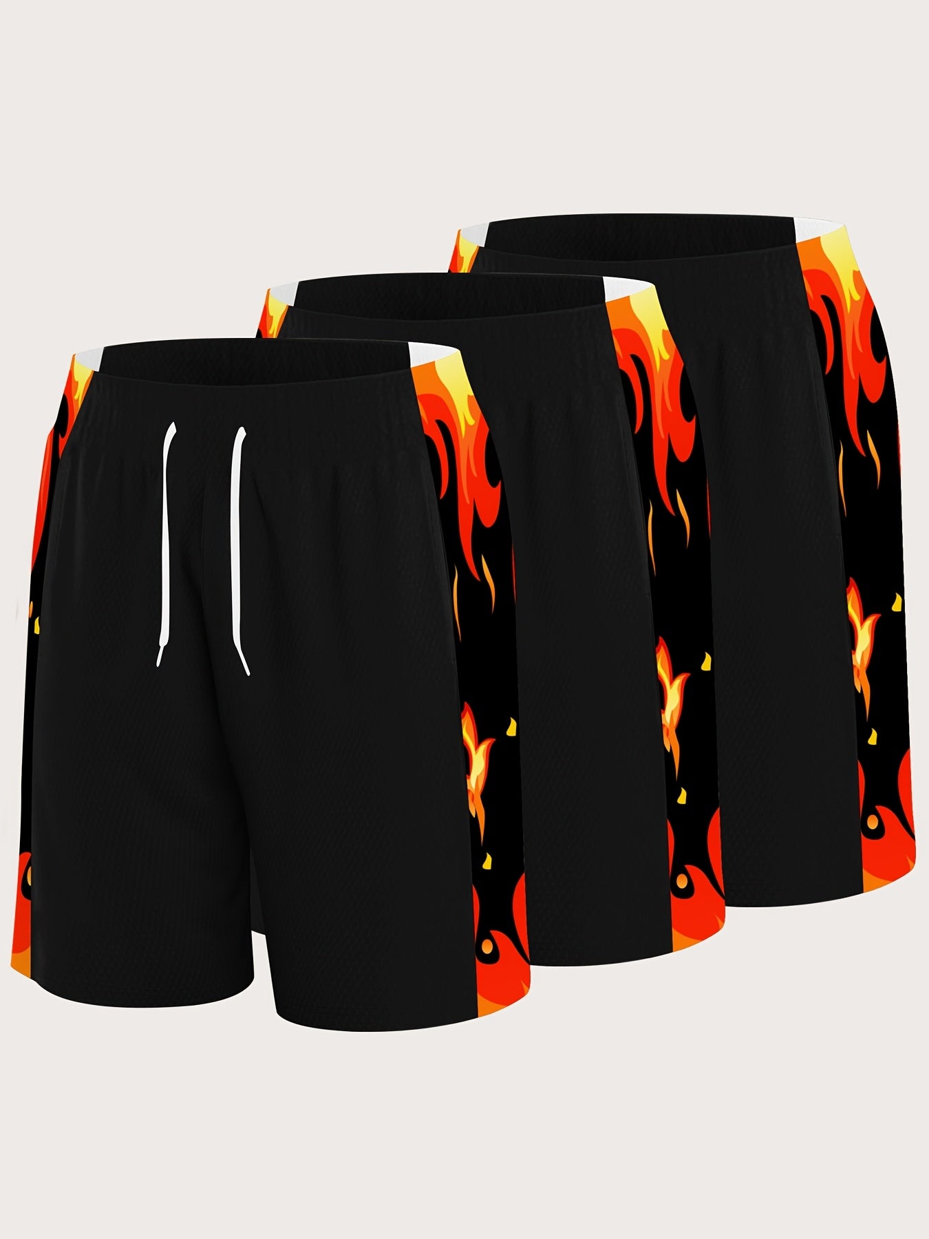 Men's Plus Size Athletic Shorts Sports Style Loose Fit Random Print Drawstring Pockets Lightweight Polyester