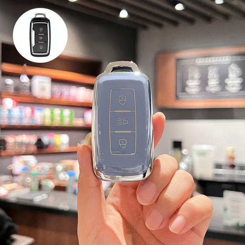 Car Key Fob Cover TPU Scratch-Resistant Black with Keychain for Vehicles