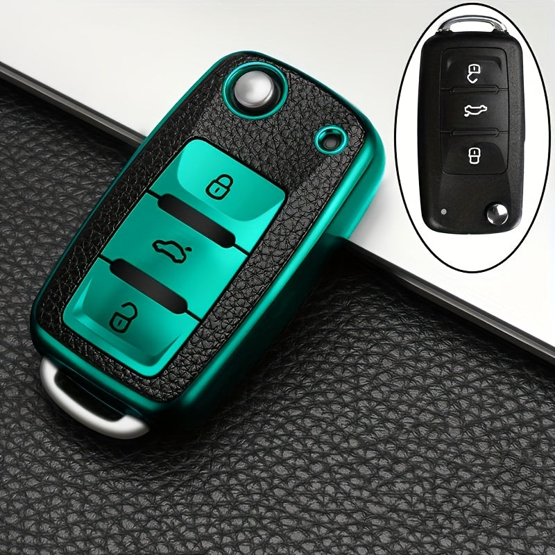 Universal TPU Car Key Cover Fob Shell for Vehicles with Keychain Protection