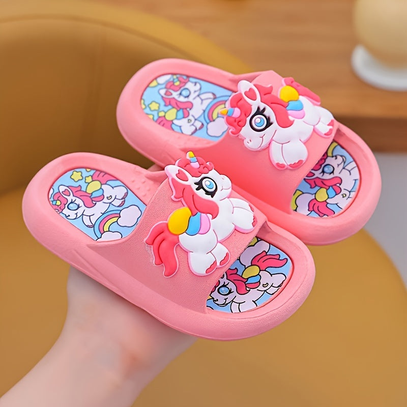 Kids' All-Season Cartoon Slippers for Boys and Girls Non-Slip Breathable PVC