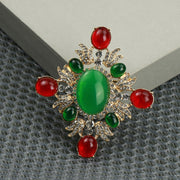 Vintage Enamel Brooch with Rhinestones Irregular Shape Elegant Jewelry Accessory