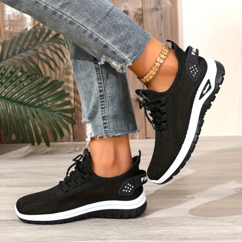Women's Breathable Slip-On Shoes for Running and Fitness Black White
