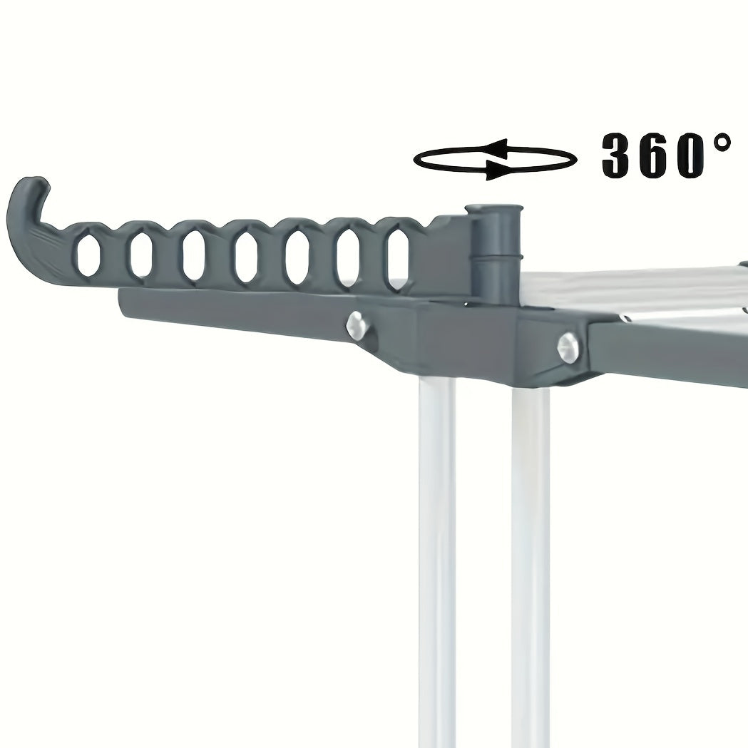 3-Tier Aluminum Clothes Drying Rack with Wheels Foldable Indoor Outdoor Laundry Organizer