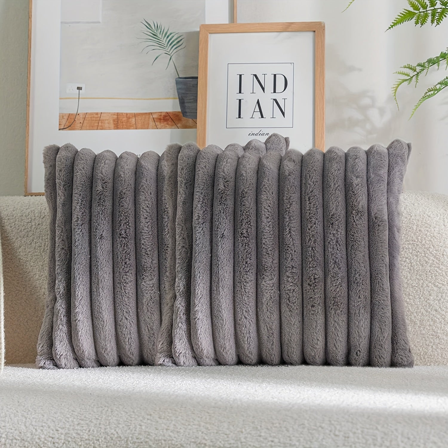 1 штука двусторонние чехлы для подушек из искусственного меха, мягкие полосатые чехлы для дивана, кровати, домашнего декора. Наполнитель подушки не включен.